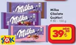 MİLKA ÇİKOLATA ÇEŞİTLERİ 80 G / 100 G